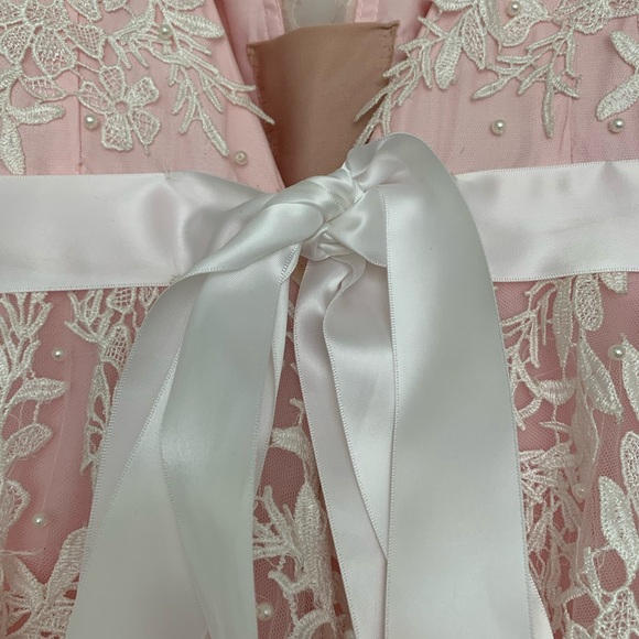 Flower Lace Pink Prom Dress - Picture 3 of 11